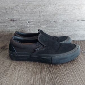 Vans Pro Ultra Cush Blackout Black Suede Slip On Skate Shoes Mens Size 5.5